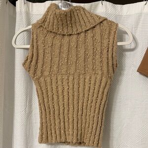 Silence + Noise Camel Ribbed Turtleneck Sweater